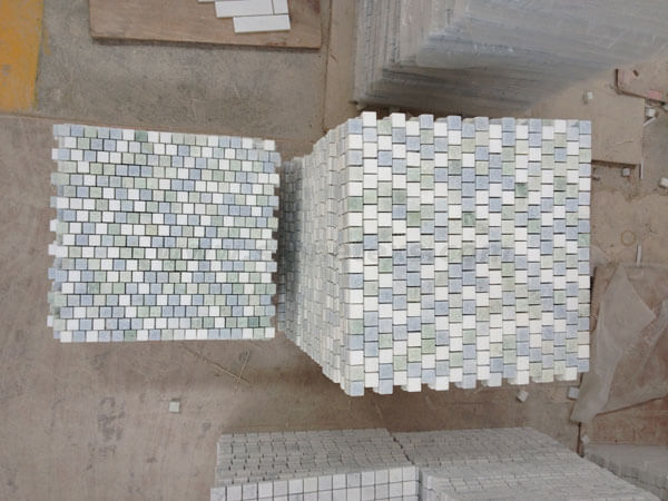 Azul Celeste Thassos и Ming Green квадратная голубая мраморная мозаичная плитка